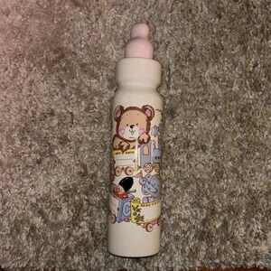 Vintage 1986 Cambium Designs Baby Bottle Bank Bear Train Piggy Bank